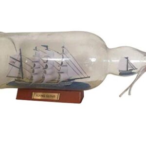 Hampton Nautical Flying Cloud Ship in a Bottle, Blue, 11"