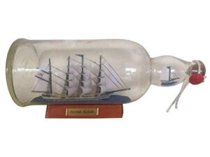 hampton nautical flying cloud ship in a bottle, blue, 11″