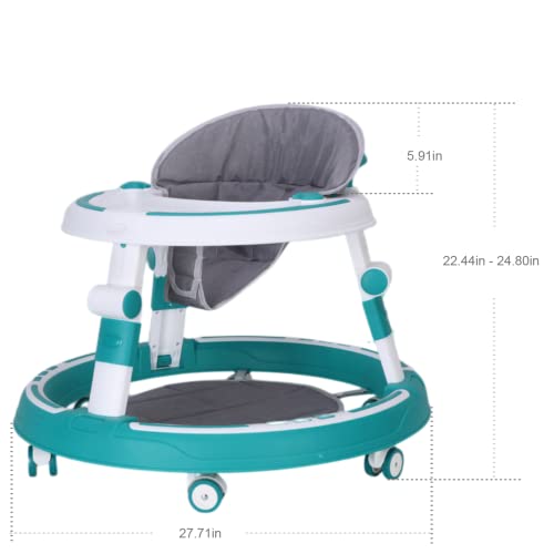 Jmoermif Baby Walkers with Enlarged Chassis and Easy Clean Tray, Universal Height Adjustable Walker Wheeled Walker, Anti-Rollover Folding Walker Suitable for Girls Boys 6-18Months Toddler Baby Walkers