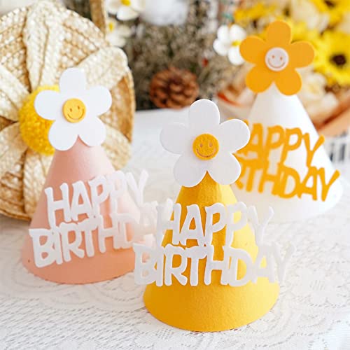 Daisy Balloons,Baby Shower Decoration Banners,Happy Birthday Cone Party Hats, Birthday Party Decorations for Girls Boys…