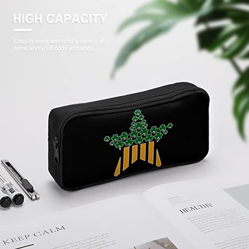 USA Clover Star Pencil Case Stationery Pen Pouch Portable Makeup Storage Bag Organizer Gift