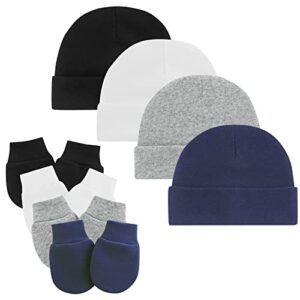 zando baby hats and mittens unisex infant beanie caps newborn hospital hat with scratch mitten set 4 pack 6