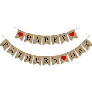 swyoun burlap happy father’s day banner fathers day party bunting garland decoration supplies