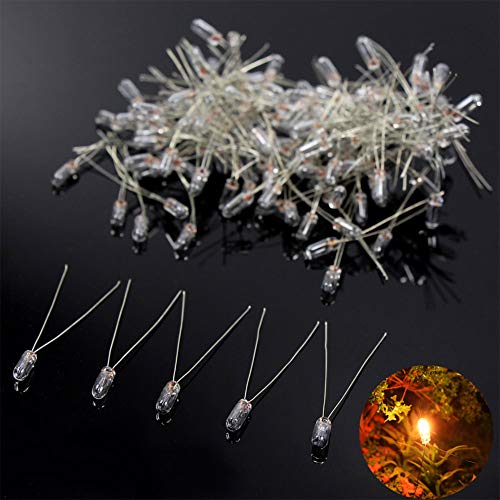 MP02W 100pcs 3mm Clear Miniature 12V 60mA Grain of Wheat Bulbs Warm White for Model Train Layout or Architectural Project