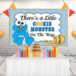 Baby Cookie Monster Backdrop for Gender Reveal Party Supplies 5x3ft There's a Little Cookie on The Way Banner for Street Baby Shower Party Decorations