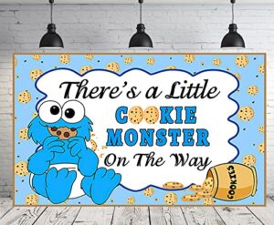 baby cookie monster backdrop for gender reveal party supplies 5x3ft there’s a little cookie on the way banner for street baby shower party decorations