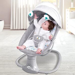 baby swings for infants, bluetooth baby bouncer, intelligence timing electric baby rocker with music speaker, preset lullabies, 5 point harness belt, 5 speeds & remote control