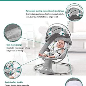 Baby Swings for Infants, Bluetooth Baby Bouncer, Intelligence Timing Electric Baby Rocker with Music Speaker, Preset Lullabies, 5 Point Harness Belt, 5 Speeds & Remote Control