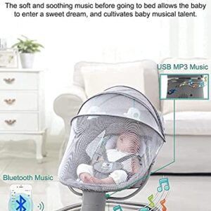 Baby Swings for Infants, Bluetooth Baby Bouncer, Intelligence Timing Electric Baby Rocker with Music Speaker, Preset Lullabies, 5 Point Harness Belt, 5 Speeds & Remote Control