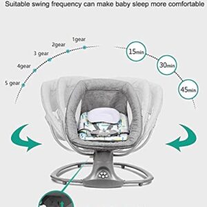 Baby Swings for Infants, Bluetooth Baby Bouncer, Intelligence Timing Electric Baby Rocker with Music Speaker, Preset Lullabies, 5 Point Harness Belt, 5 Speeds & Remote Control