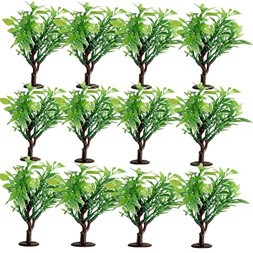 12 Pieces 5 inch Model Trees Figurines with Base,for Crafts,Cake Decorating,Scenery Architecture Trees,Building Model,Scenery Landscape