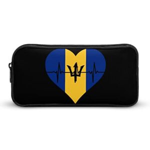 Love Barbados Heartbeat Pencil Case Stationery Pen Pouch Portable Makeup Storage Bag Organizer Gift