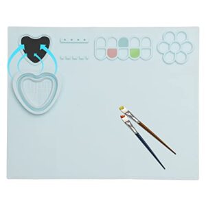silicone craft mat, 20×16 inches silicone painting mat with water cup and paint holder (blue)
