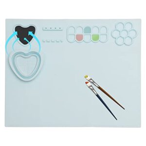 Silicone Craft Mat, 20×16 Inches Silicone Painting Mat with Water Cup and Paint Holder (Blue)