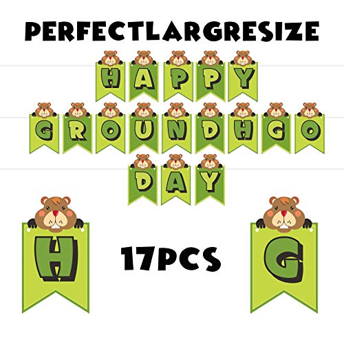 Happy Groundhog Day Banner Background Cute Animals Peeking Out Hole Theme Favors Decor for Groundhog Day Weather Forecast Spring February 2nd Holidays Festival 1st Birthday Party Supplies Decorations