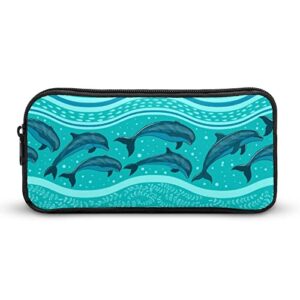 dolphins in the sea pencil case stationery pen pouch portable makeup storage bag organizer gift