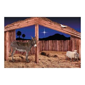 nativity stable scene backdrop banner (9 feet long) christmas party decor