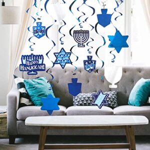 the dreidel company hanukkah swirl decorations, includes 12 swirls with foil hanukkah cutouts 24″ and swirls alone hang 18″ (single)