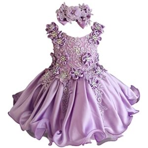 Jenniferwu G535 Infant Toddler Baby Newborn Little Girl's Pageant Party Birthday Dress Lilac Size 12-18Mos