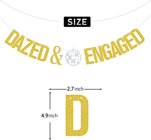 Dazed & Engaged Banner Gold Glitter, Hippie Engaged Banner, Retro 60's 70's Bachelorette Banner, Engaged Banner, Last Disco Engagement Party Decorations