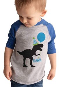 7 ate 9 apparel birthday dinosaur blue raglan tee 18 months