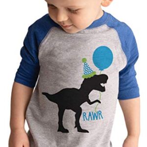 7 ate 9 Apparel Birthday Dinosaur Blue Raglan Tee 18 Months