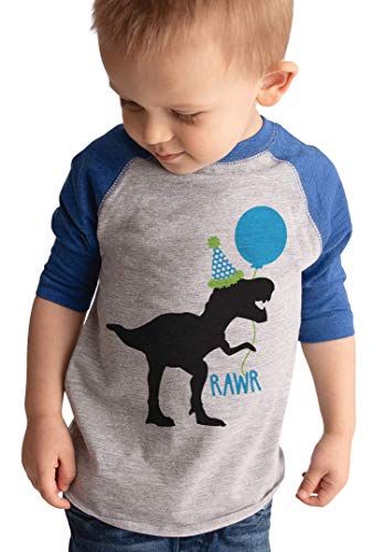 7 ate 9 Apparel Birthday Dinosaur Blue Raglan Tee 18 Months