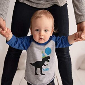 7 ate 9 Apparel Birthday Dinosaur Blue Raglan Tee 18 Months