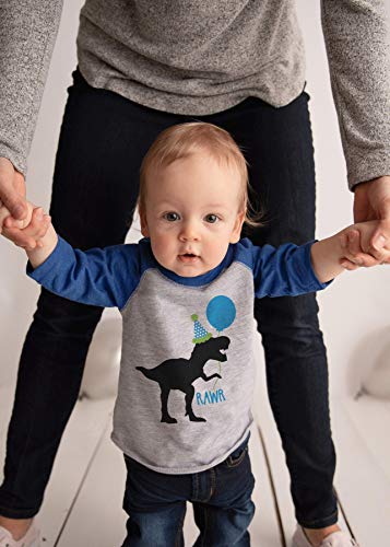 7 ate 9 Apparel Birthday Dinosaur Blue Raglan Tee 18 Months