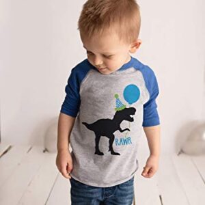 7 ate 9 Apparel Birthday Dinosaur Blue Raglan Tee 18 Months