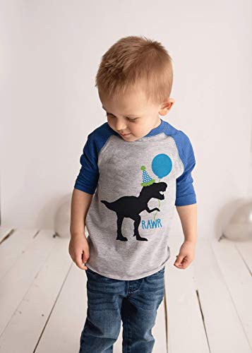 7 ate 9 Apparel Birthday Dinosaur Blue Raglan Tee 18 Months