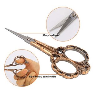 Hisuper 4.5inch Sewing Embroidery Scissors with Leather Scissors Cover, Sewing Crafting Sharp Scissors Stainless Steel Craft Shears Scissors for Needlework Manual Sewing Handicrafts Tool