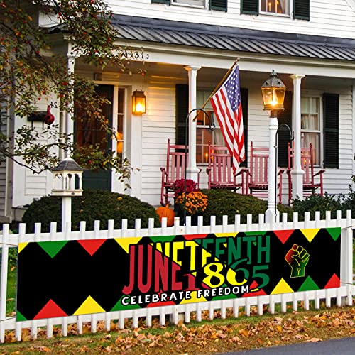 Happy Juneteenth Day Banner Outdoor Yard Sign Decorations - 1865 Black Americans Independence Freedom Day Juneteenth Banner Decorations