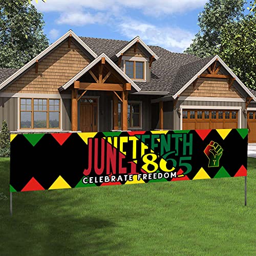 Happy Juneteenth Day Banner Outdoor Yard Sign Decorations - 1865 Black Americans Independence Freedom Day Juneteenth Banner Decorations