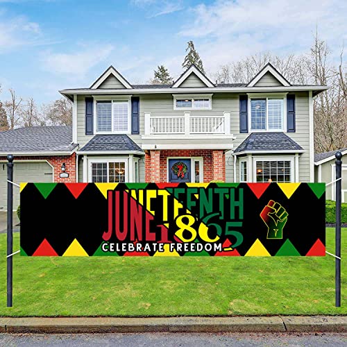 Happy Juneteenth Day Banner Outdoor Yard Sign Decorations - 1865 Black Americans Independence Freedom Day Juneteenth Banner Decorations