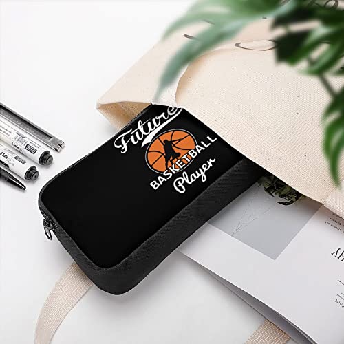 Future Basketball Player Pencil Case Stationery Pen Pouch Portable Makeup Storage Bag Organizer Gift