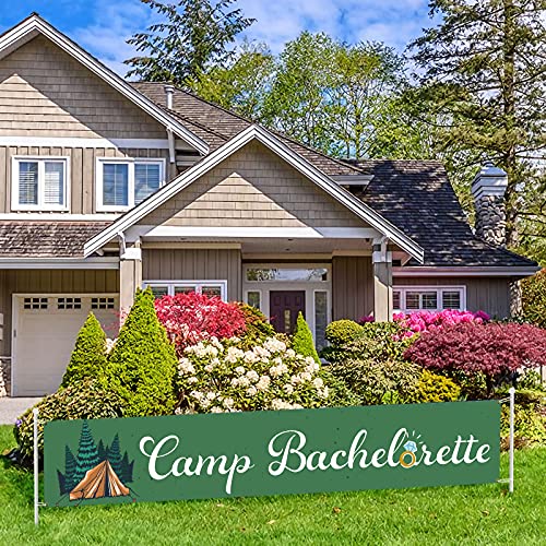Camp Bachelorette Large Banner Sign Backdrop,Bachelorette Weekend In The Woods Glamping Lake Party Decorations Supplies, Party Decor Lawn Sign Yard Sign 9.8x1.6ft