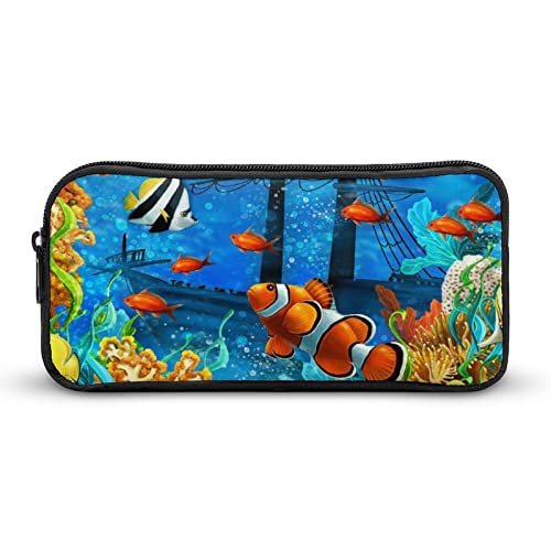 Tropical Fish Pencil Case Stationery Pen Pouch Portable Makeup Storage Bag Organizer Gift