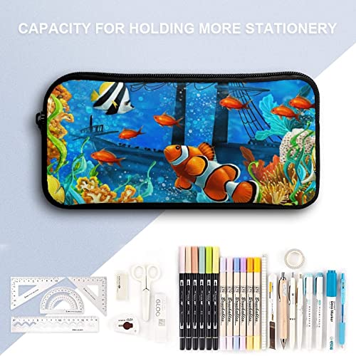 Tropical Fish Pencil Case Stationery Pen Pouch Portable Makeup Storage Bag Organizer Gift