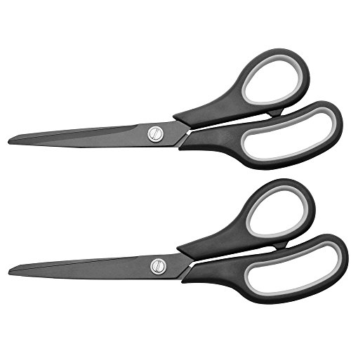 CCR Scissors 8 Inch Soft Comfort-Grip Handles Sharp Titanium Blades, 2-Pack