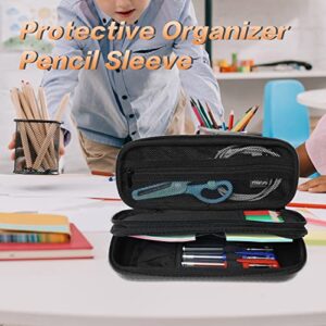 MOSISO Pen Pencil Case with Handle & Snap Hook, Large Capacity Double Layer Durable Portable EVA Hard Case Storage Bag Protective Organizer Pencil Sleeve for School Office College Supplies, Black