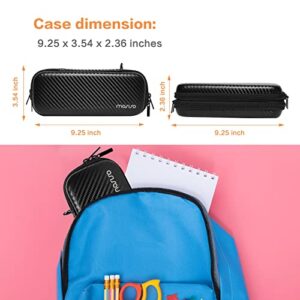 MOSISO Pen Pencil Case with Handle & Snap Hook, Large Capacity Double Layer Durable Portable EVA Hard Case Storage Bag Protective Organizer Pencil Sleeve for School Office College Supplies, Black