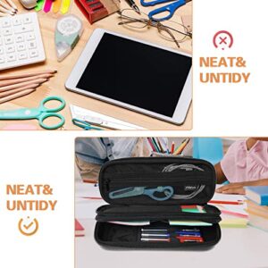 MOSISO Pen Pencil Case with Handle & Snap Hook, Large Capacity Double Layer Durable Portable EVA Hard Case Storage Bag Protective Organizer Pencil Sleeve for School Office College Supplies, Black