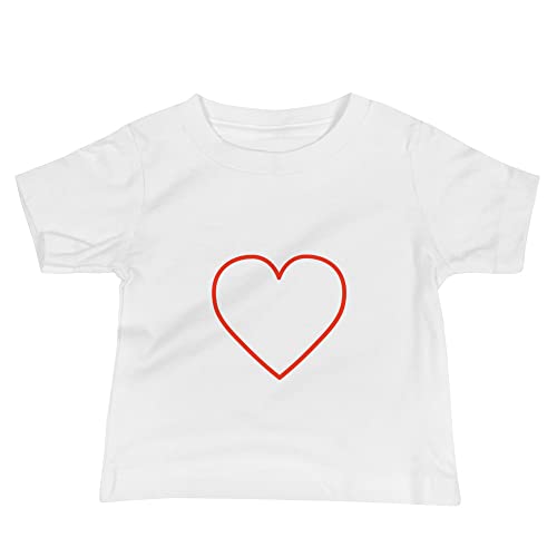 The Creative Workshop Red Heart Unisex Baby T-Shirt Boys Girls Graphic Short Sleeve Top Tee 6m-24m White