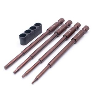 lcx racing 4pc 1/4″ metric hex bit set, electric screwgun, power drill rc hobby rc model rc truck (1.5 2.0 2.5 3.0mm)