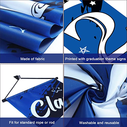 3 Pieces 2023 Graduation Banner Decorations, Class of 2023 Congrats Grad Porch Sign Hanging Banner Door Sign Welcome Decor Photo Props for College, High School Graduation Party Decorations (Blue)