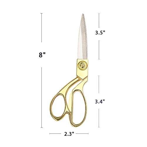 SIRMEDAL Professional Heavy Duty Tailor Scissors 8" Gold Stainless Steel Dressmaker Shears(Gold)