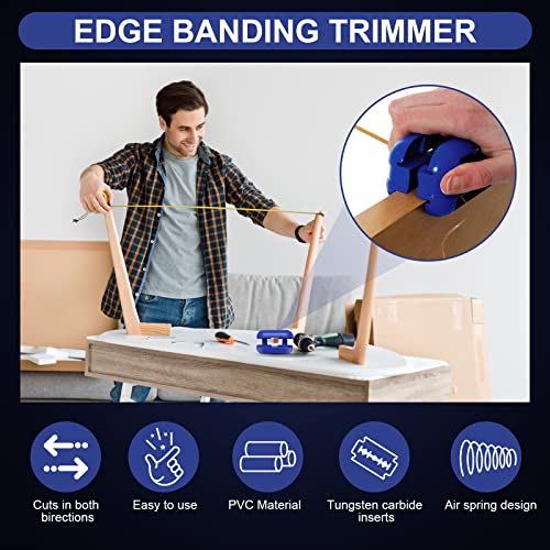 Edge Banding Trimmer,Veneer Trimmer with Tungsten Carbide Blades for Edge Trimmer Woodworking 1 Pack, Blue