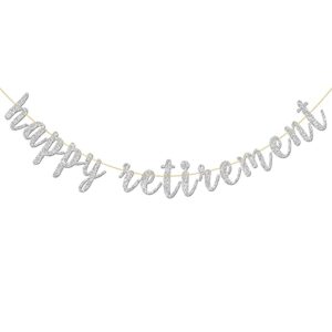 innoru glitter silver happy retirement banner – for farewell party – leaving – finally retiring party bunting decorations