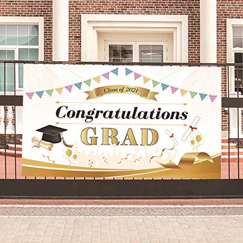 2021 Graduation Background Banner, Graduation Banner Party Curtain, Party Graduation Ceremony Decoration Background, 43.3x70.8 Inches Graduation Ceremony Background (white)